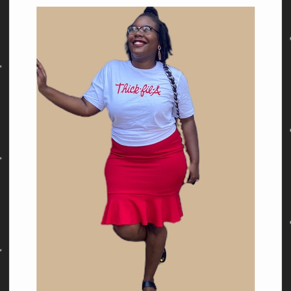 Plus size Red flare out skirt talking fire works